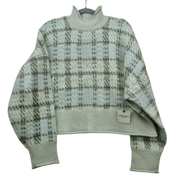 Arizona Tops - Arizona Juniors Womens XL / XXL Mock Neck Long Sleeve Plaid Pullover Sweater NWT
